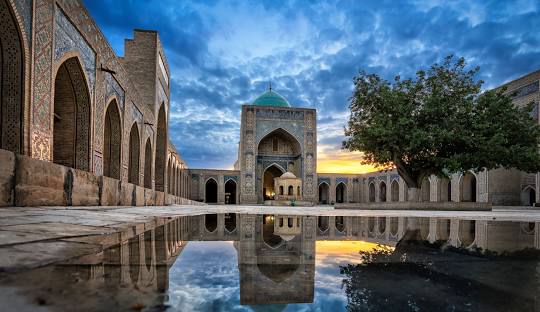 Blue sky over a historic monument